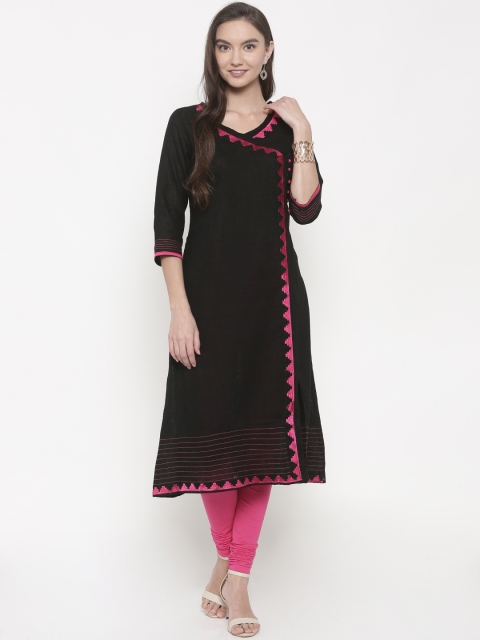 

Anahi Women Black Embroidered A-Line Kurta