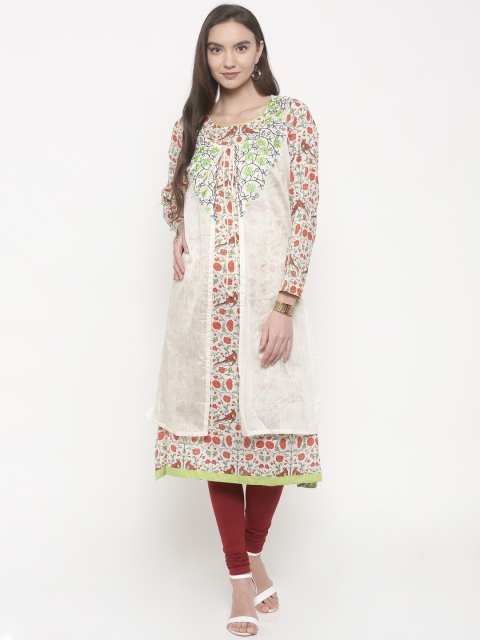 

Anahi Women Off-White Printed A-Line Layered Kurta