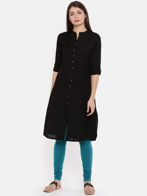 

Anahi Women Black Solid Straight Kurta