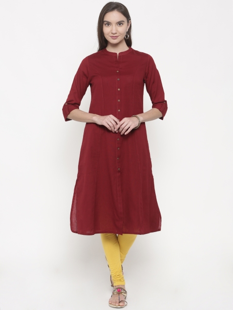 

Anahi Women Maroon Solid A-Line Kurta