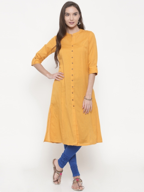 

Anahi Women Mustard Yellow Solid A-Line Kurta