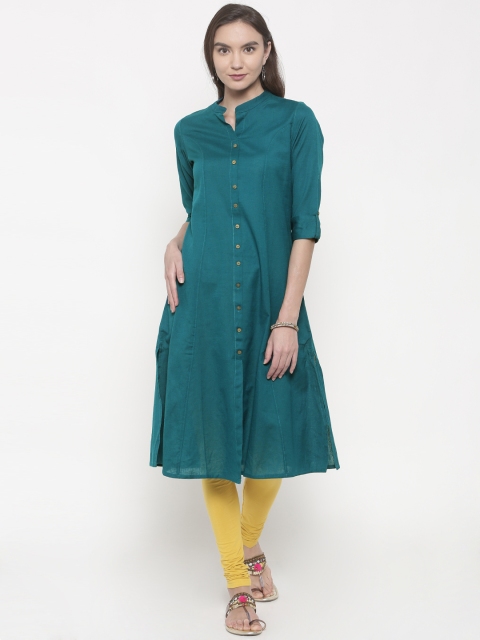 

Anahi Women Teal Blue Solid A-Line Kurta