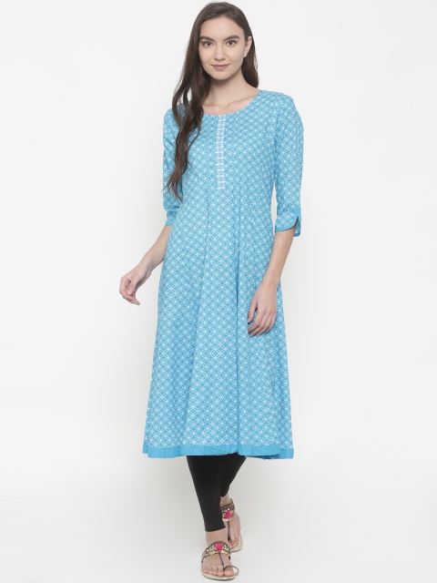 

Anahi Women Blue Printed A-Line Kurta