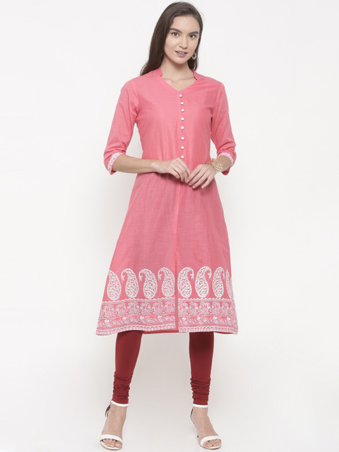 

Anahi Women Pink Printed A-Line Kurta