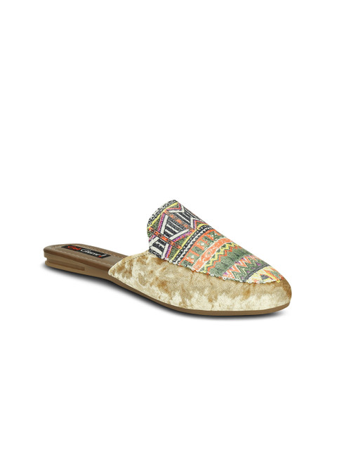 

Get Glamr Women Gold-Toned Woven Design Synthetic Suede Mules