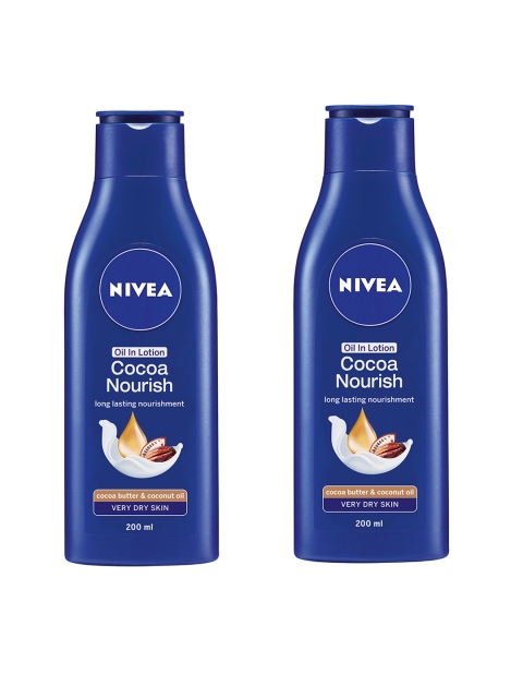 

Nivea Unisex Set of 2 Cocoa Nourish Body Lotion For Very Dry Skin, Blue