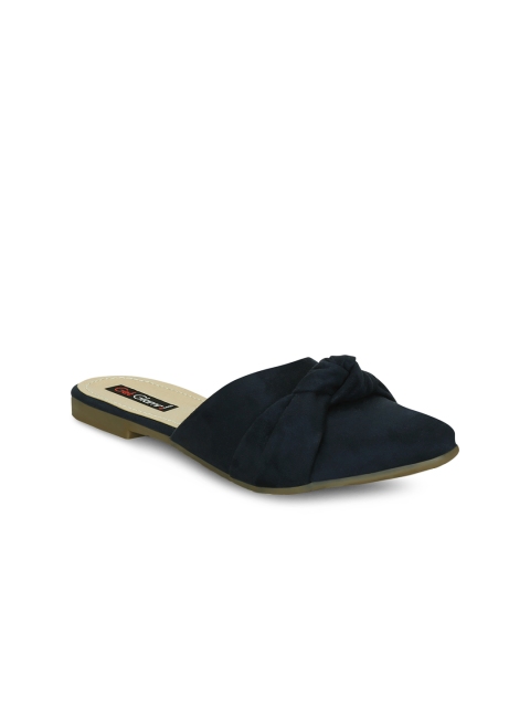 

Get Glamr Women Navy Blue Solid Synthetic Suede Ballerinas