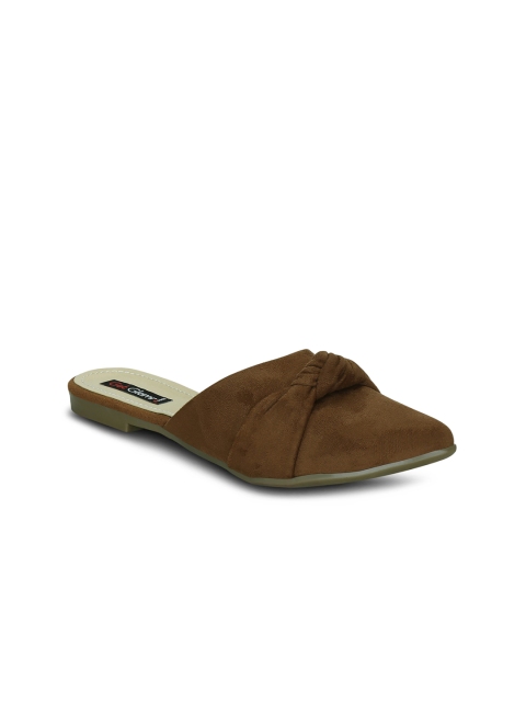 

Get Glamr Women Tan Solid Synthetic Suede Ballerinas