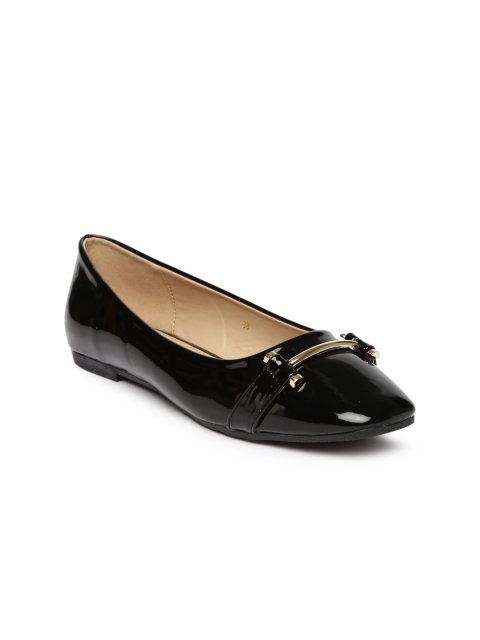

CERIZ Women Black Solid Synthetic Ballerinas