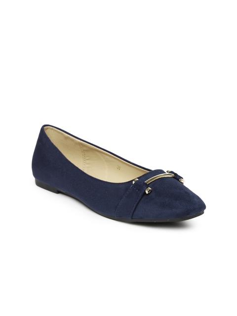 

CERIZ Women Navy Solid Synthetic Ballerinas, Navy blue