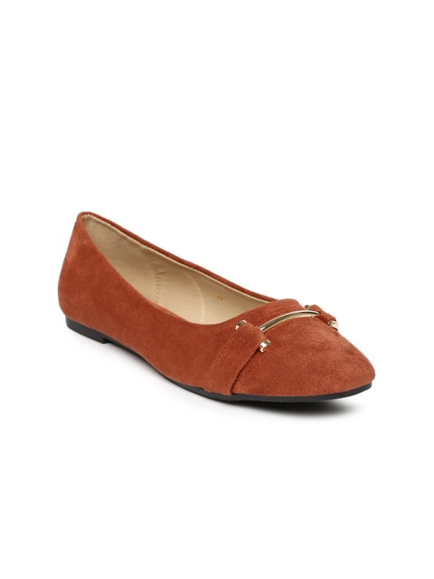 

CERIZ Women Brown Solid Synthetic Ballerinas