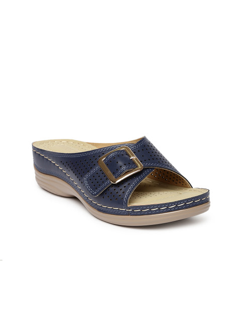 

CERIZ Women Navy Blue Solid Synthetic Open Toe Flats