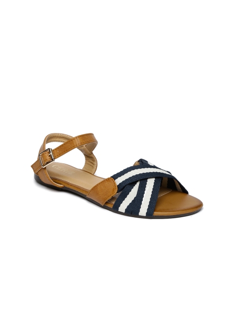 

CERIZ Women Navy Solid Synthetic Open Toed Flats, Navy blue
