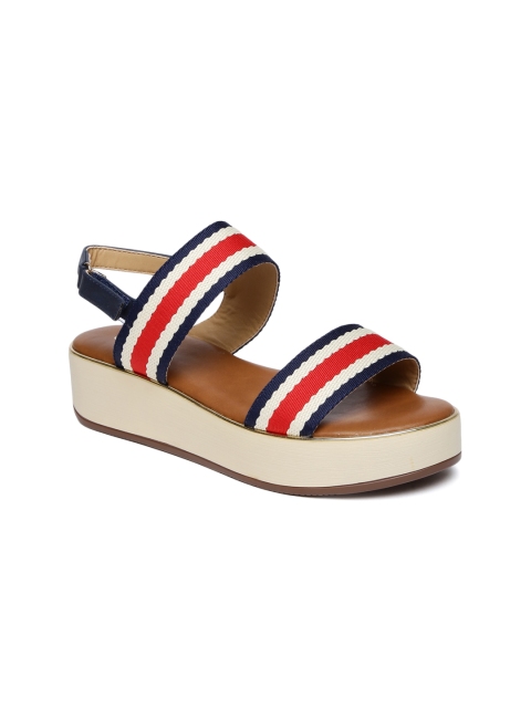 

CERIZ Women Navy Woven Design Sandals, Navy blue