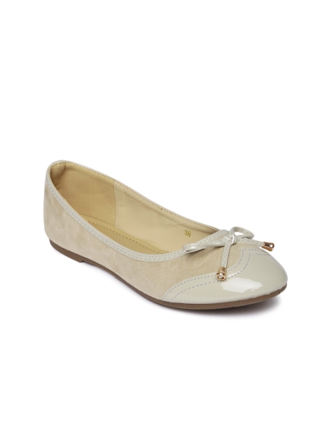 

CERIZ Women Beige & Taupe Solid Synthetic Ballerinas