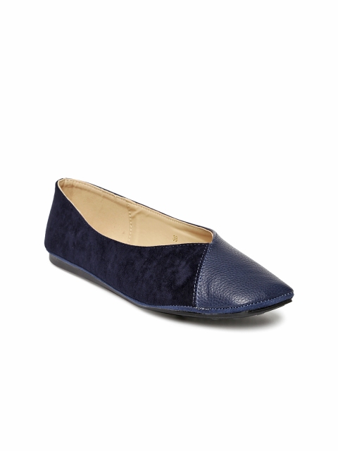 

CERIZ Women Navy Solid Synthetic Ballerinas, Navy blue