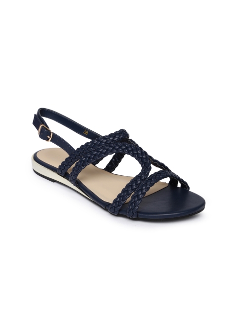 

CERIZ Women Navy Blue Solid Synthetic Open Toe Flats