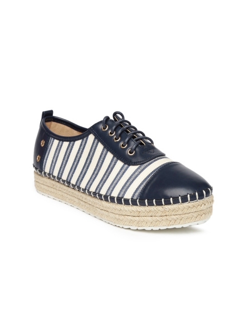 

CERIZ Women Navy Blue & Off-White Striped Sneakers