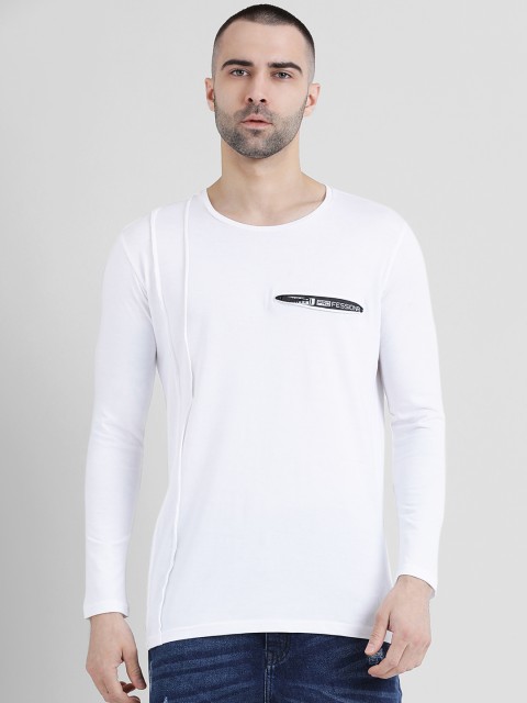 

Tinted Men White Solid Round Neck Slim Fit T-shirt