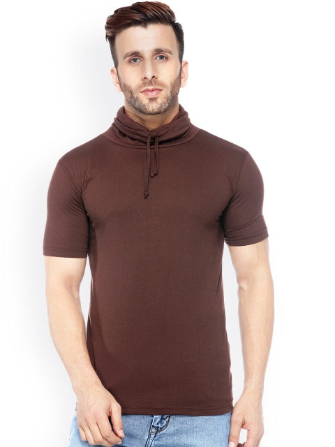

Tinted Men Brown Solid High Neck Slim Fit T-shirt
