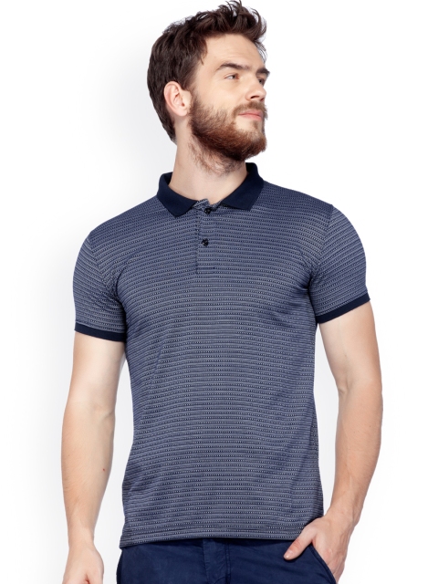 

Tinted Men Navy Blue Printed Polo Collar Slim Fit T-shirt