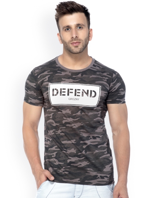 

Tinted Men Grey Printed Round Neck Slim Fit T-shirt
