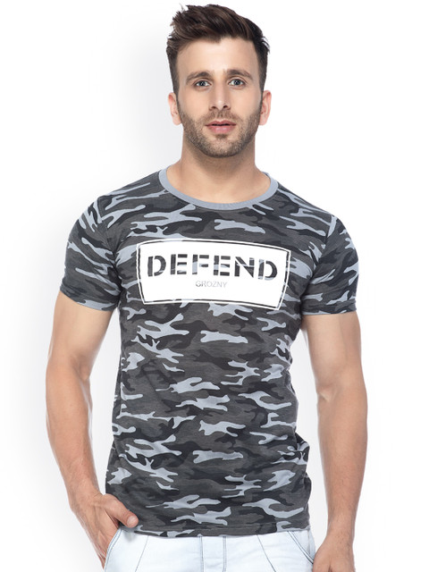 

Tinted Men Grey Printed Round Neck Slim Fit T-shirt