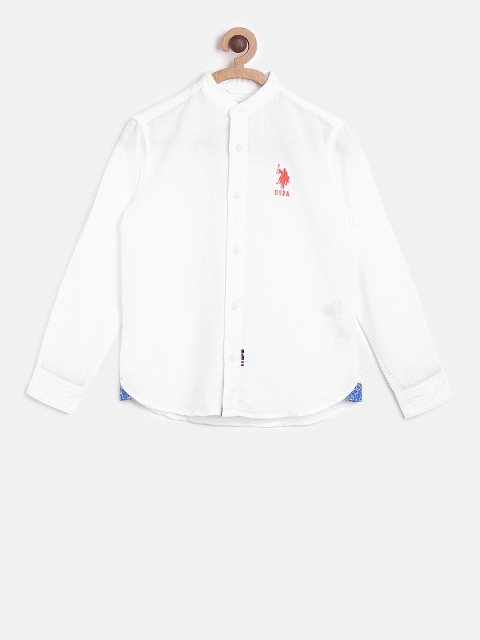 

U.S. Polo Assn. Kids Boys White Regular Fit Solid Casual Shirt