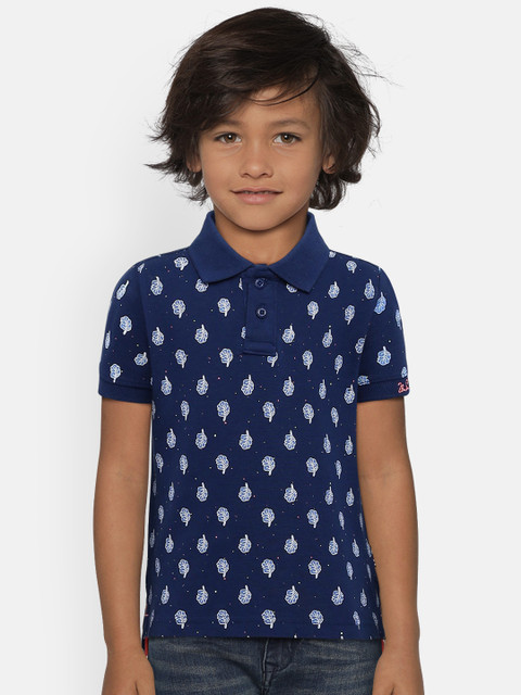 

U.S. Polo Assn. Kids Boys Navy Blue Solid Polo Collar T-shirt