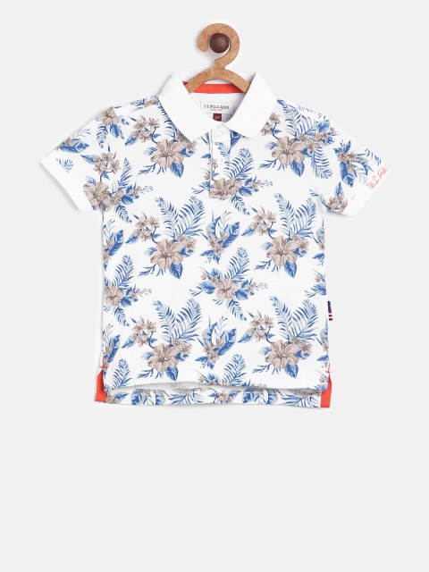 

U.S. Polo Assn. Kids Boys White Solid Polo Collar T-shirt