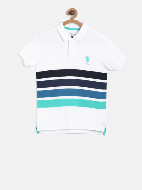 

U.S. Polo Assn. Kids Boys White Solid Polo Collar T-shirt