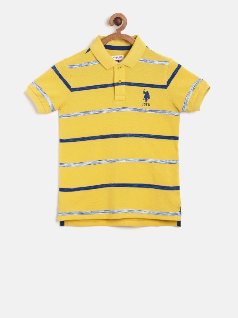 

U.S. Polo Assn. Kids Boys Yellow Striped Polo Collar T-shirt