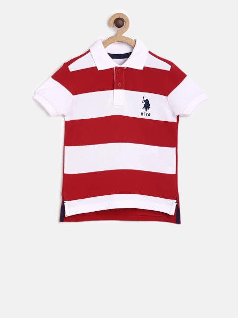 

U.S. Polo Assn. Kids Boys Red Striped Polo Collar T-shirt