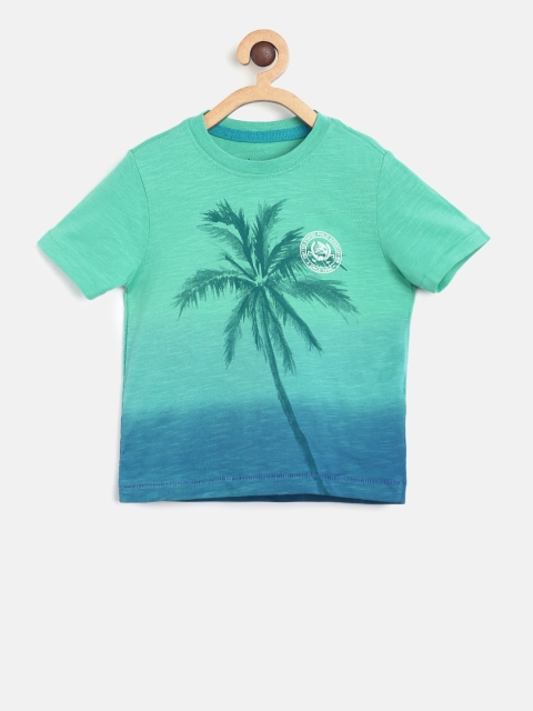 

U.S. Polo Assn. Kids Boys Green & Blue Printed Round Neck T-shirt