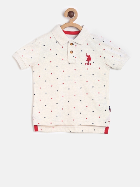 

U.S. Polo Assn. Kids Boys Off-White Polo Collar T-shirt