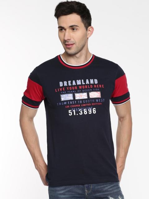 

Lee Cooper Men Navy Printed Round Neck T-shirt, Navy blue