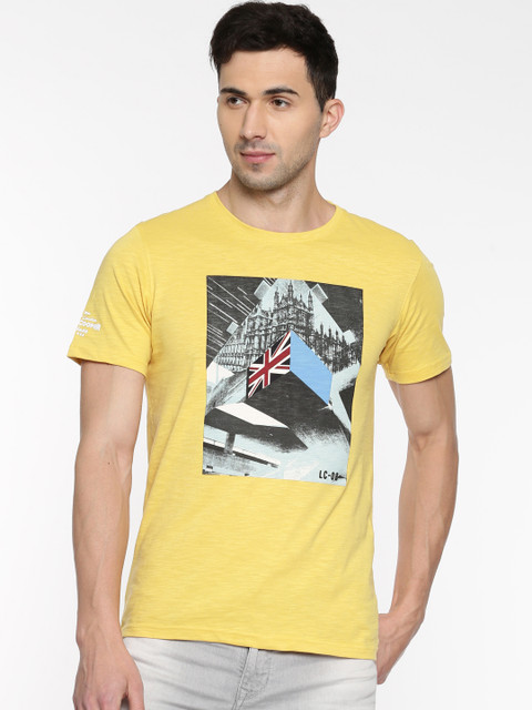

Lee Cooper Men Yellow Printed Round Neck T-shirt