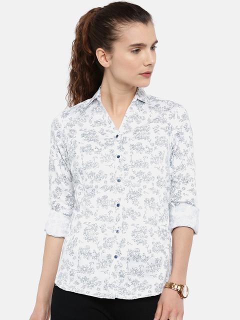 

Park Avenue Woman Women White Regular Fit Printed Casual Shirt