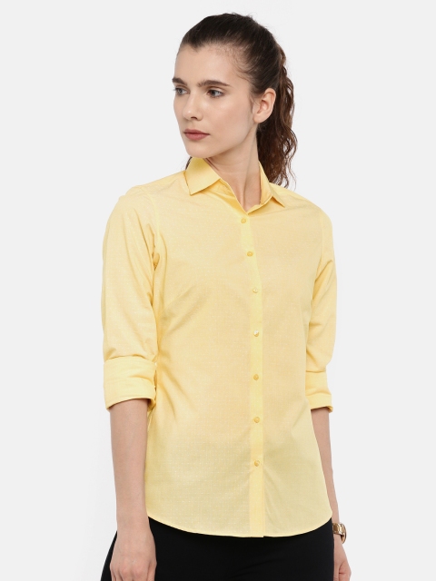 

Park Avenue Woman Women Yellow Regular Fit Self Design Casual Shirt