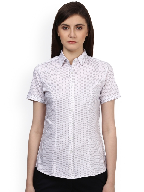 

Park Avenue Women White Regular Fit Printed Formal Shirt