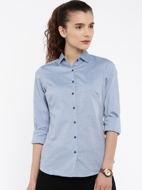 

Park Avenue Woman Women Blue Regular Fit Self-Design Casual Shirt