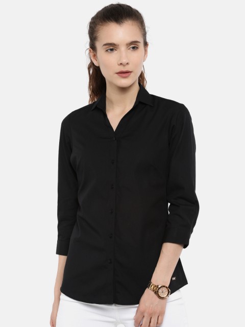 

Park Avenue Woman Women Black Regular Fit Solid Casual Shirt