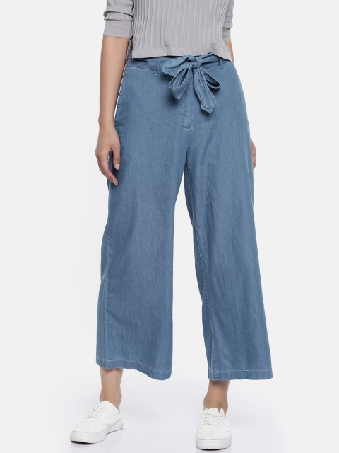 

Park Avenue Woman Blue Flared Solid Regular Trousers