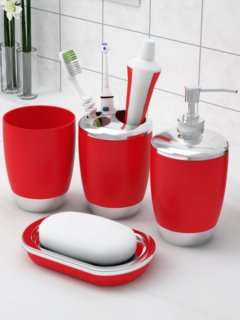 

Story@home Set of 4 Bathroom Accessories, Red