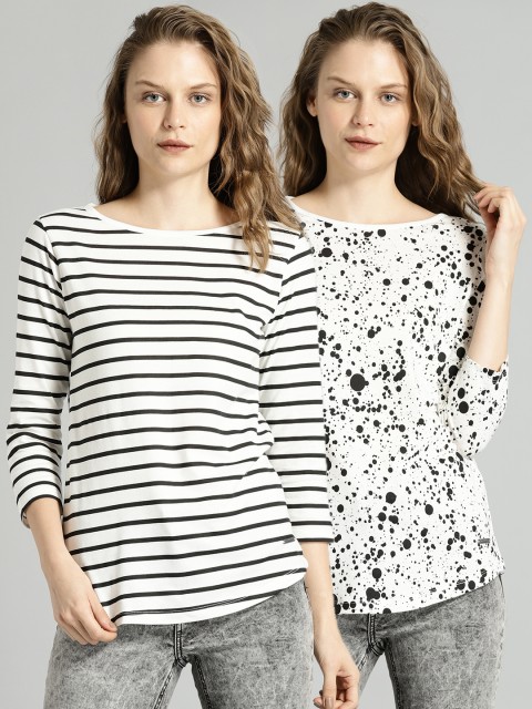

Roadster Women Pack of 2 Printed Tops, White