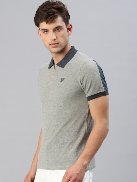 

HRX by Hrithik Roshan Men Grey Solid Polo Collar T-shirt