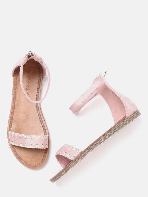 

DressBerry Women Dusty Pink Solid Open Toe Flats