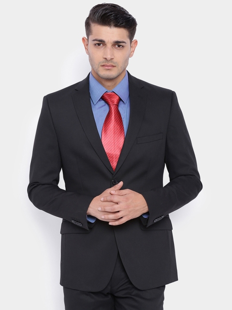 

SUITLTD Black Solid Regular Fit Single-Breasted Blazer