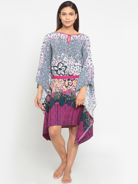 

The Kaftan Company Grey & Purple Printed Nightdress LW_VS_SEREIN05