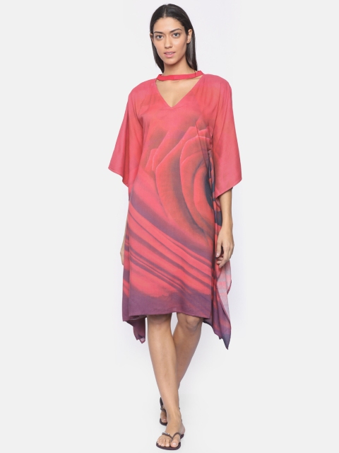 

The Kaftan Company Pink Printed Kaftan Cover-Up Dress DR_VS_ REDROSA04